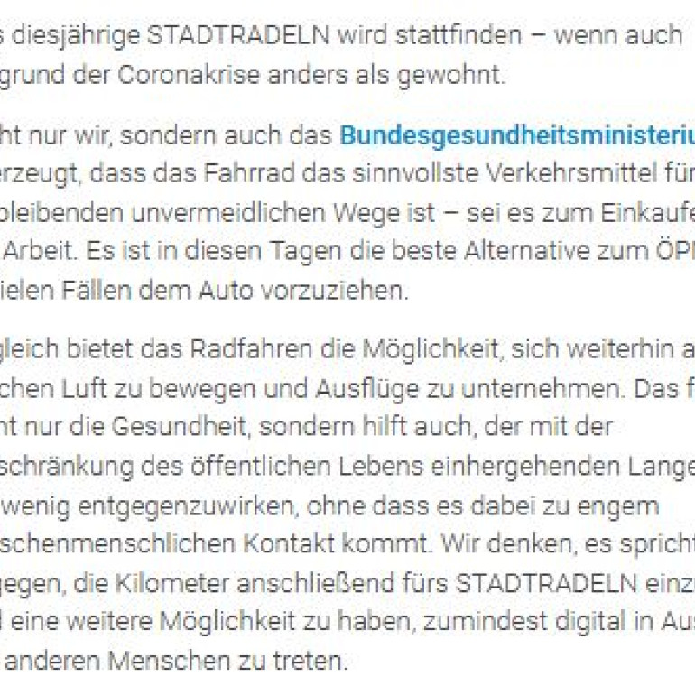 1 Stadtradeln 2020 findet statt
